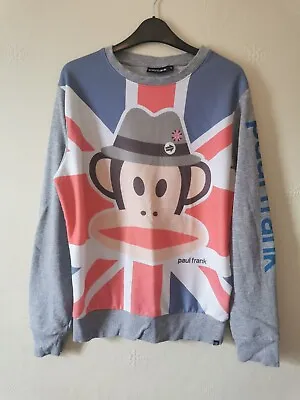 Paul Frank Vintage Monkey Logo Mens  Jumper Top 2014 Union Jack Grey Marl Medium • £22