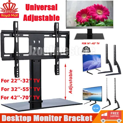 Universal Desk Table Top TV Stand Bracket LCD LED Plasma VESA Mount 26-70 Inch • £7.59