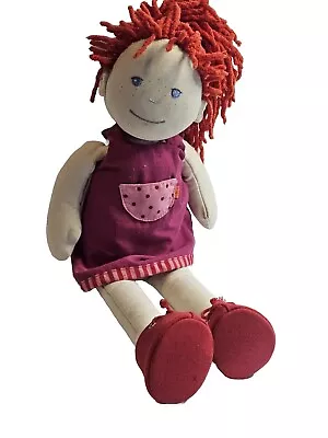 HABA Soft Doll Purple Dress Yarn Hair Pigtail Blue Eyes  Rare Red  Shoe 14  • $12.09