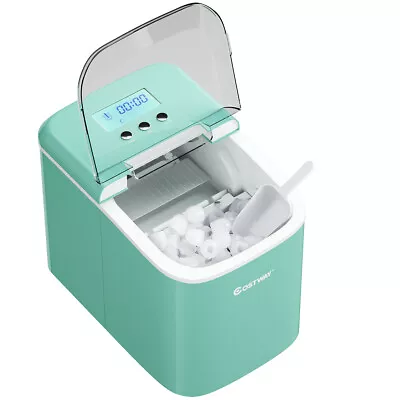 Costway Automatic Ice Maker Machine Countertop 26LBS/24H 9 Bullet Ice Cube Green • $89.99