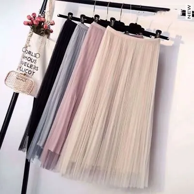 £8.29 • Buy Women High Waist Mesh TUTU Maxi SKIRTS Sheer Net Tulle Pleated A Line Long Dress