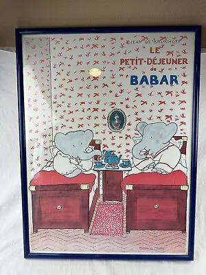 Vintage Jean De Brunhoff Petit-dejeuner De BABAR Elephant Bed 24 X 32 Art Poster • $129.95