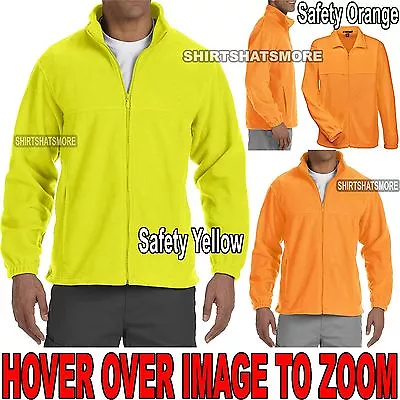 MENS Warm Polar Fleece Jacket Safety Green Orange S M L XL 2XL 3XL 4XL NEW • $22.95