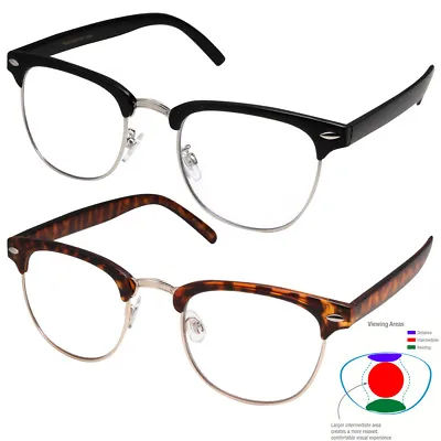 Multifocal Reading Glasses NO Line Progressive Clear Lens Half Rimless Bifocal • $11.99