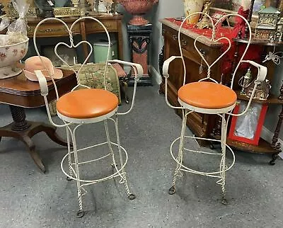 Pair Of Vintage Antique Ice Cream Parlor Bar Stool Chairs • $950