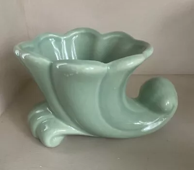 Vintage Green Ceramic Cornucopia Small Planter • $12.50