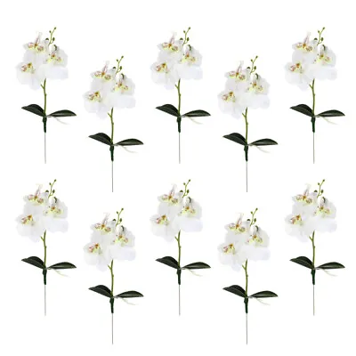  10 Pcs Artificial Orchid Flowers Stem Mini Phalaenopsis Small • £16.45