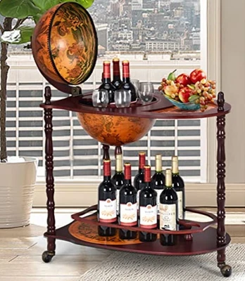 $199.89 • Buy Vintage Style Rolling Bar Liquor Cart Tea Drinks Serving Trolley Wood Wine Rack