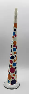 VTG Tin Litho Noisemaker Horn 14  Metal Horn Polka Dot Birthday Party New Years • $24.95