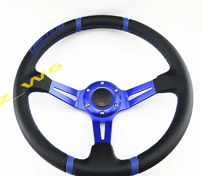 Deep Dish Jdm 350mm 6 Hole Pvc Leather Aluminum Racing Steering Wheel & Horn • $39.99