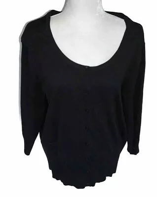 Merona Black Button Front 3/4 Sleeve Lightweight Cardigan Sweater Size 2X 1367 • $10