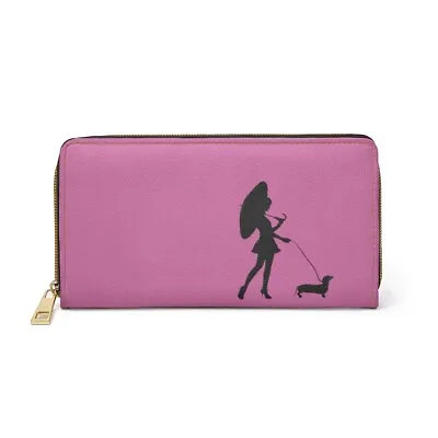 Dachshund Dog Pink Zipper Wallet • £24.12