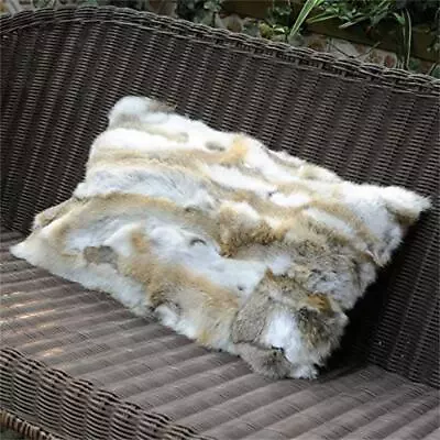 100% Real Rabbit Fur Pillowcase Single Side Fur Sofa Chair Cushion Cover 18x20'' • $18.04