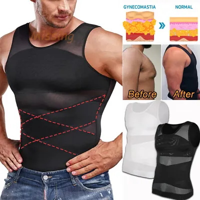 Men Gynecomastia Compression Shirt Slimming Vest Tummy Control Tank Top Shaper  • £6.79