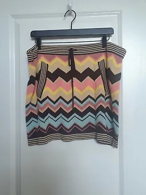 Missoni Women's Sweater Knit Skirt W/ Pockets - Multicolored Chevron Small Lg. • $25