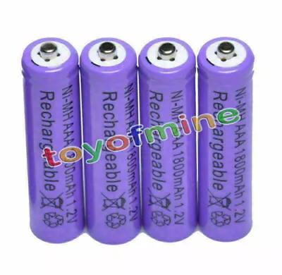 4 AAA 1800mAH 1.2V Rechargeable Battery Digital Purple • $11.58