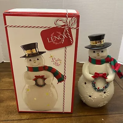 Lenox Holiday Christmas Merry And Light Snowman Light Up Figurine • $32.99