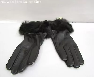 Ann Taylor Black Rabbit Fur Lined Gloves - Size M • $15