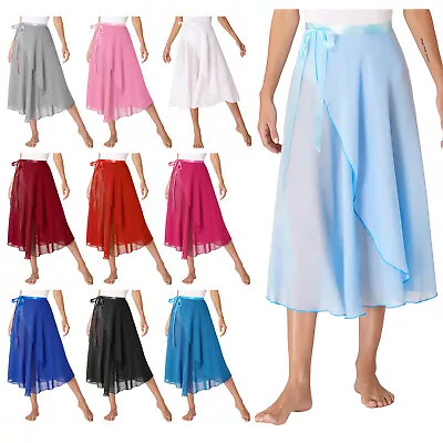 Women Sheer Midi Wrap Skirt Ballet Lyrical Dance Skirts Hip Scarf Beach Cover Up • $13.01