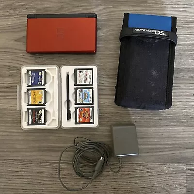 Nintendo DS Lite Lot Crimson Handheld System - Red/Black Tested With Games • $100