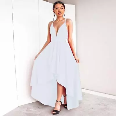 Womens Party Dresses Formal Wedding Prom Evening Bridesmaid Lady Long Ball Gown • £18.99