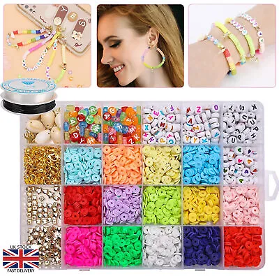 4400pcs Flat Polymer Clay Beads Spacer For DIY Bracelets Jewelry Making Finding • £11.98