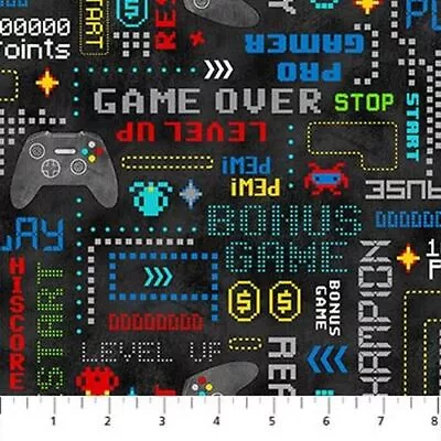 Gaming Zone By Northcott Studio - Black Game Over   #24571-99 • $11.95