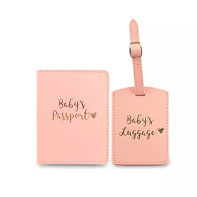 Baby Girl PNK/Gold Protective Identifying Luggage Travel Tag/Passport Holder Set • $24