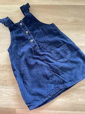 Baby Girl 12-18 Months Marks And Spencer Blue Needlecord Pinafore Dress • £3.50