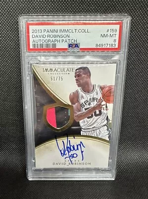 2013 Immaculate David Robinson GAME USED Jersey Patch Auto SSP /75 PSA 8 Pop 1 • $229.95
