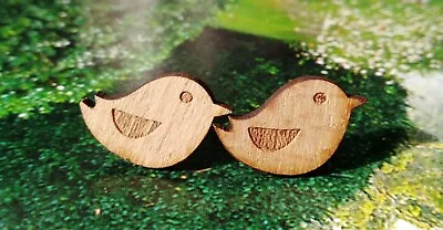 ONE PAIR Of Cute Birds Wooden Laser Cut Shape Stud Earrings 🐦🐦🐦 • $9.95