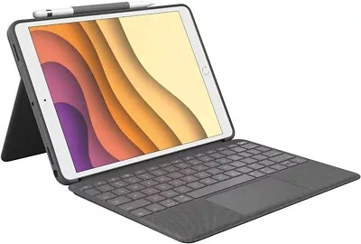 Logitech Combo Touch IPad 10.2  Keyboard Folio Case Grey 7th And 8th Generation • £45
