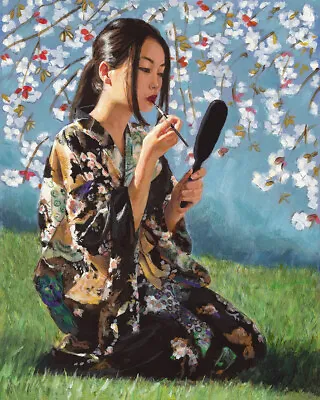 Geisha With White Flowers II Limited Edition Signed Print By Fabian Perez • £1545