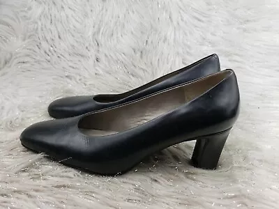 CALICO Black Leather Casual Heels Size 7.5 N • $19.99