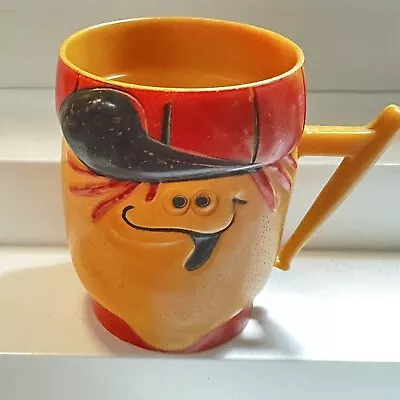 Vintage 1969 Pillsbury Kool Aid  FUNNY FACE  LEFTY LEMON Yellow Plastic Mug Cup  • $12.50