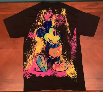 Disneyland Walt Disney World Mickey Mouse Black Light T-Shirt - Women's Small • £9.64