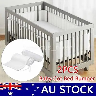 2x/set Baby Breathable Air Mesh Crib Liner Wrap Nursery Cot Bed Bumper Crib • $26.10