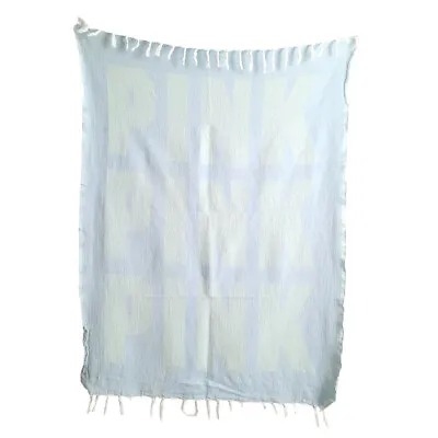 Victoria's Secret PINK Blue Beach Tassels Blanket 40  X 55  • $12.60