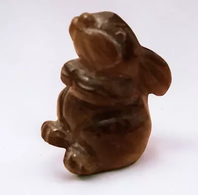 Micro Miniature Brown Swirl Stone Bunny Standing Rabbit Figurine Tiger Eye • $6.50