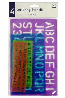 4 Plastic Stencils Alphabet Upper Case Letters & Numbers A-z & 0-9 Sign Writing • $6.28
