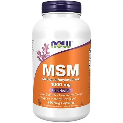 NOW Foods MSM (Methylsulfonylmethane) 1000 Mg 240 Veg Capsules Joint Support • £21.30