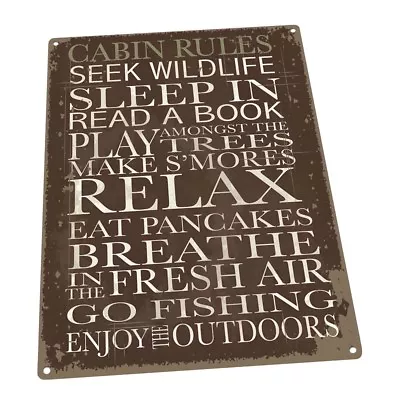 Cabin Rules Metal Sign; Wall Decor For Vacation Home • $109.99