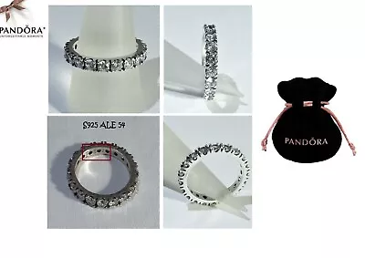 $45 • Buy Pandora Sparkling Row Eternity Ring – 190050C01 - Silver & CZ - Sz 54 – Rrp $119