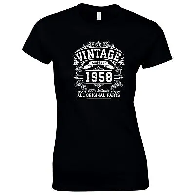 £10.97 • Buy 65th Birthday Gifts For Women Her Vintage Original Parts 1958 T-Shirt