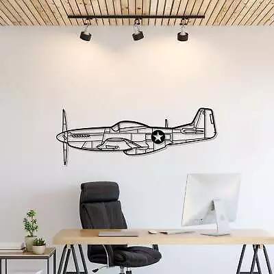 Wall Art Home Decor 3D Acrylic Metal Plane Aircraft USA Silhouette P-51 Mustang • $339.99