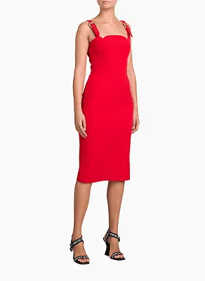 NEW Versace Jeans Couture Baroque Buckle Strap Midi Dress Red Size 40 US 4 • $160.99