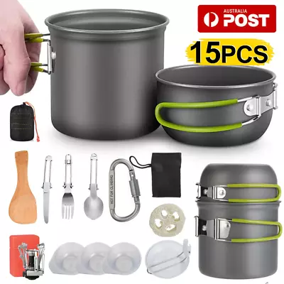 $24.59 • Buy Outdoor Portable Camping Cookware Set Hiking Cooking Pot Gas Stove Tableware Kit