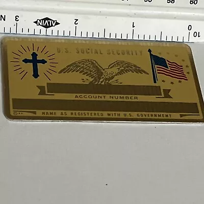 Vintage Metal Engravable Social Security ID Card Christian Cross Religious • $6