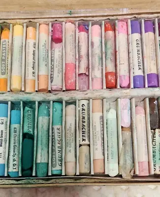 Vintage GRUMBACHER Soft Pastels Box Of 40 General Assortment Art Colors Set #34 • $90
