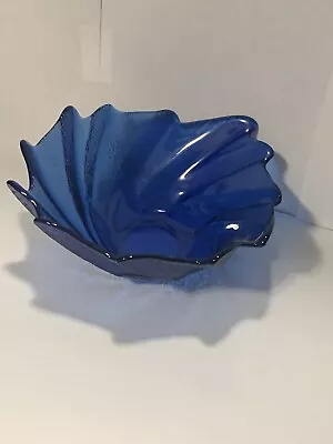 Vintage Beautiful Cobalt Blue Sapphire Glass Home Decor Dish Fruit Bowl • $14.99